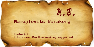 Manojlovits Barakony névjegykártya